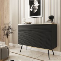 Μπουφές Oro MDF Ανθρακί με μαύρα πόδια  107x85x39cm