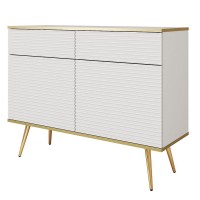 Μπουφές Oro MDF λευκό με χρυσά πόδια  107x85x39cm