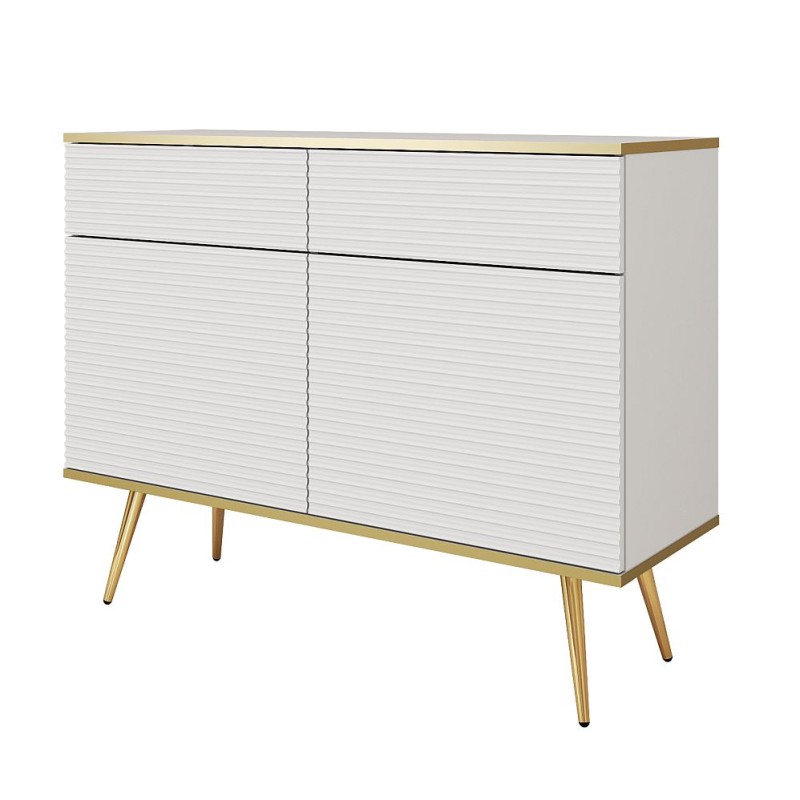 Μπουφές Oro MDF λευκό με χρυσά πόδια  107x85x39cm