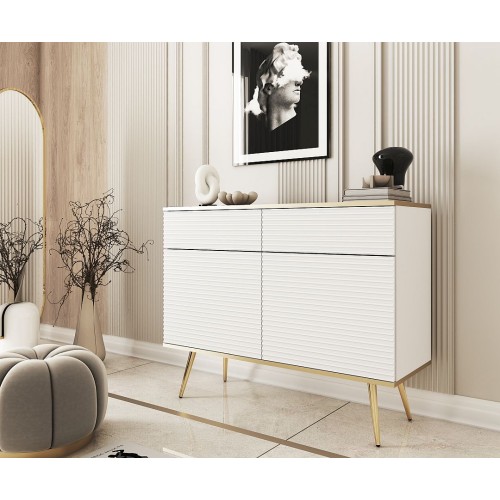 Μπουφές Oro MDF λευκό με χρυσά πόδια  107x85x39cm