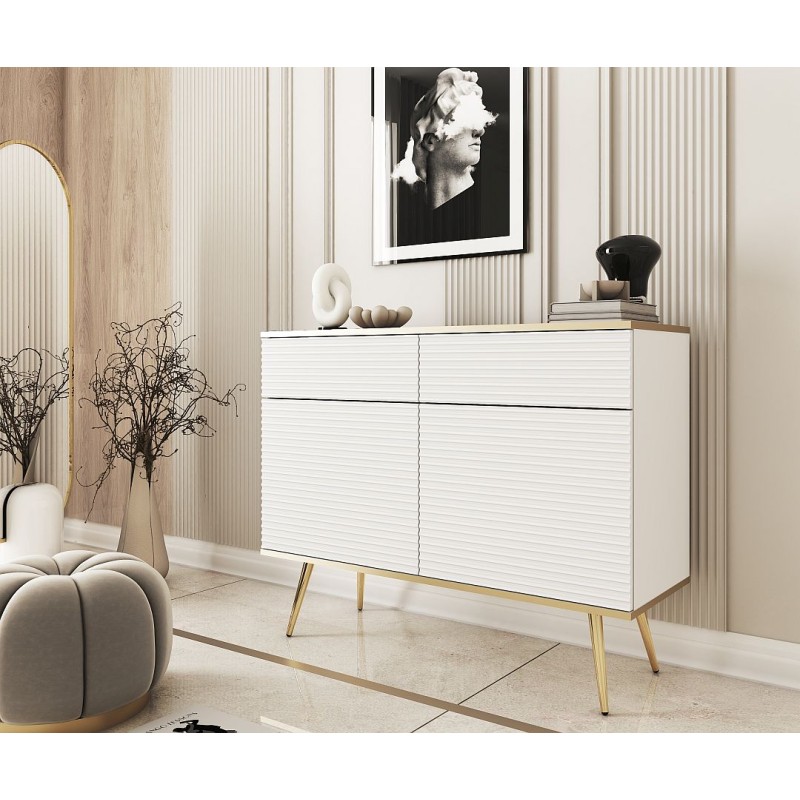 Μπουφές Oro MDF λευκό με χρυσά πόδια  107x85x39cm