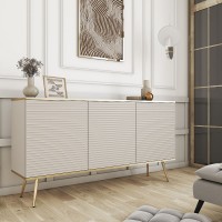 Μπουφές Oro MDF Μπεζ με Χρυσά πόδια 160x85x39cm