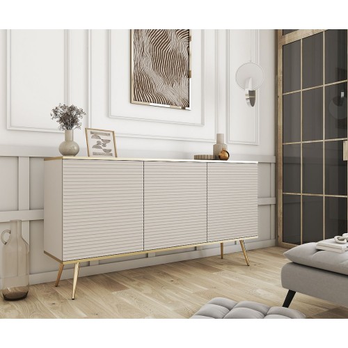 Μπουφές Oro MDF Μπεζ με Χρυσά πόδια 160x85x39cm