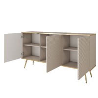 Μπουφές Oro MDF Μπεζ με Χρυσά πόδια 160x85x39cm