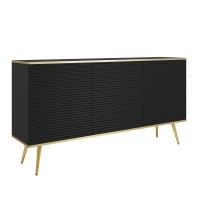Μπουφές Oro MDF Ανθρακί με Χρυσά πόδια 160x85x39cm