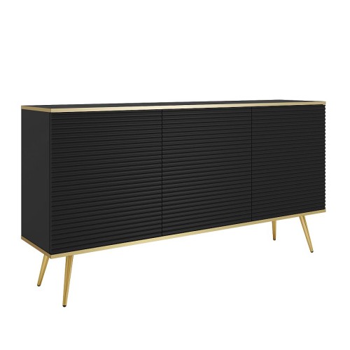 Μπουφές Oro MDF Ανθρακί με Χρυσά πόδια 160x85x39cm