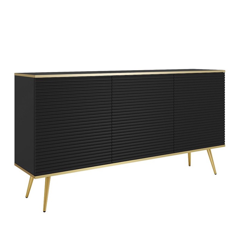 Μπουφές Oro MDF Ανθρακί με Χρυσά πόδια 160x85x39cm