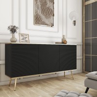Μπουφές Oro MDF Ανθρακί με Χρυσά πόδια 160x85x39cm
