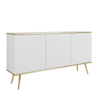 Μπουφές Oro MDF Λευκό με Χρυσά πόδια 160x85x39cm