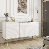 Μπουφές Oro MDF Λευκό με Χρυσά πόδια 160x85x39cm