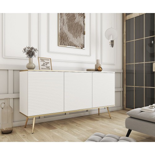 Μπουφές Oro MDF Λευκό με Χρυσά πόδια 160x85x39cm