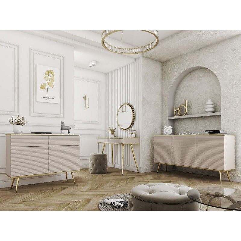 Μπουφές Oro MDF Μπεζ με Χρυσά πόδια 160x85x39cm