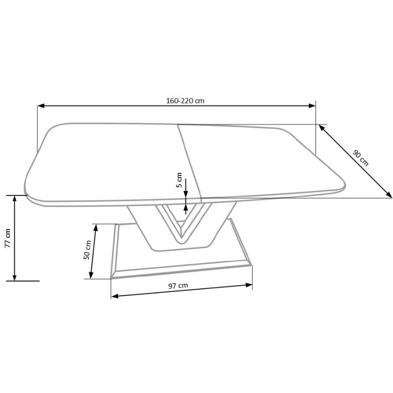 Επεκτεινόμενο Τραπέζι MISTRAL 160-220/90/77 cm,ανοξείδωτο-λευκό