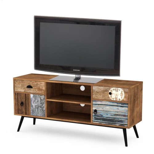 Έπιπλο τηλεόρασης MEZO RTV-1 πολύχρωμο 120/39/60 cm, υλικό: πλαστικοποιημένο μοριοσανίδες / ατσάλι με βαφή πούδρας, χρώμα: πολύχρωμο 2010001152200