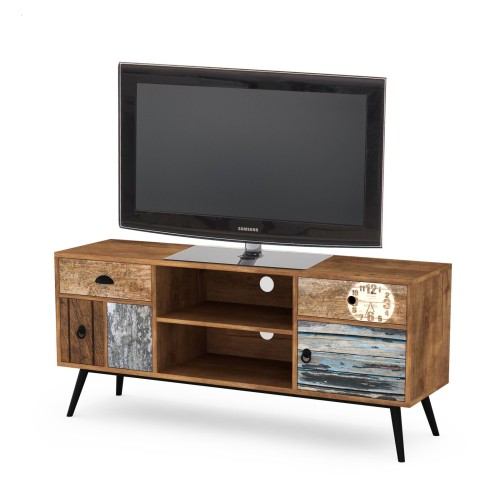Έπιπλο τηλεόρασης MEZO RTV-1 πολύχρωμο 120/39/60 cm, υλικό: πλαστικοποιημένο μοριοσανίδες / ατσάλι με βαφή πούδρας, χρώμα: πολύχρωμο 2010001152200