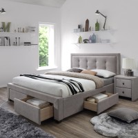 EVORA Κρεβάτι με συρτάρια μπεζ 164x215x111cm (για στρώμα 160x200cm)