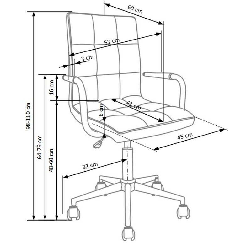 GONZO 2 Παιδική καρέκλα ροζ με μηχανισμό TILT 53x60x93-105cm