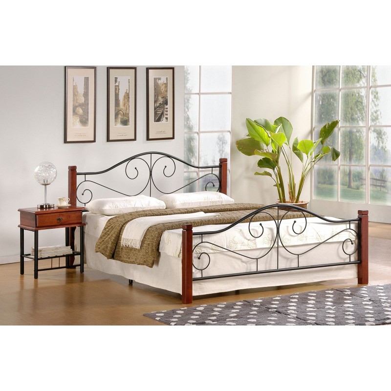 VIOLETTA 120 Κρεβάτι κερασί/μαύρο 123x210x96cm