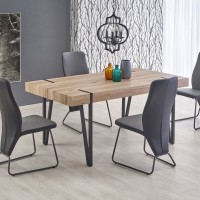 Τραπέζι τραπεζαρίας YOHANN 170/90/76 cm, san remo oak, πόδια - μαύρο