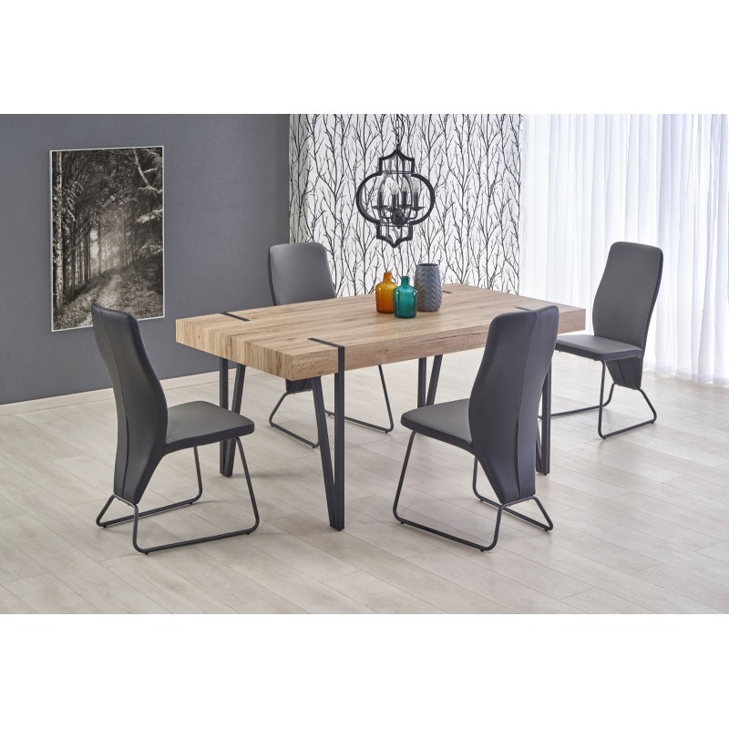 Τραπέζι τραπεζαρίας YOHANN 170/90/76 cm, san remo oak, πόδια - μαύρο