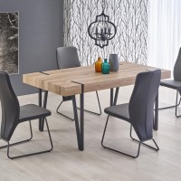 Τραπέζι τραπεζαρίας YOHANN 170/90/76 cm, san remo oak, πόδια - μαύρο