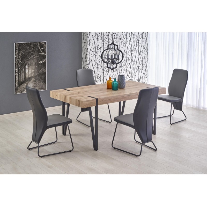 Τραπέζι τραπεζαρίας YOHANN 170/90/76 cm, san remo oak, πόδια - μαύρο