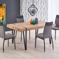 Τραπέζι τραπεζαρίας YOHANN 170/90/76 cm, san remo oak, πόδια - μαύρο