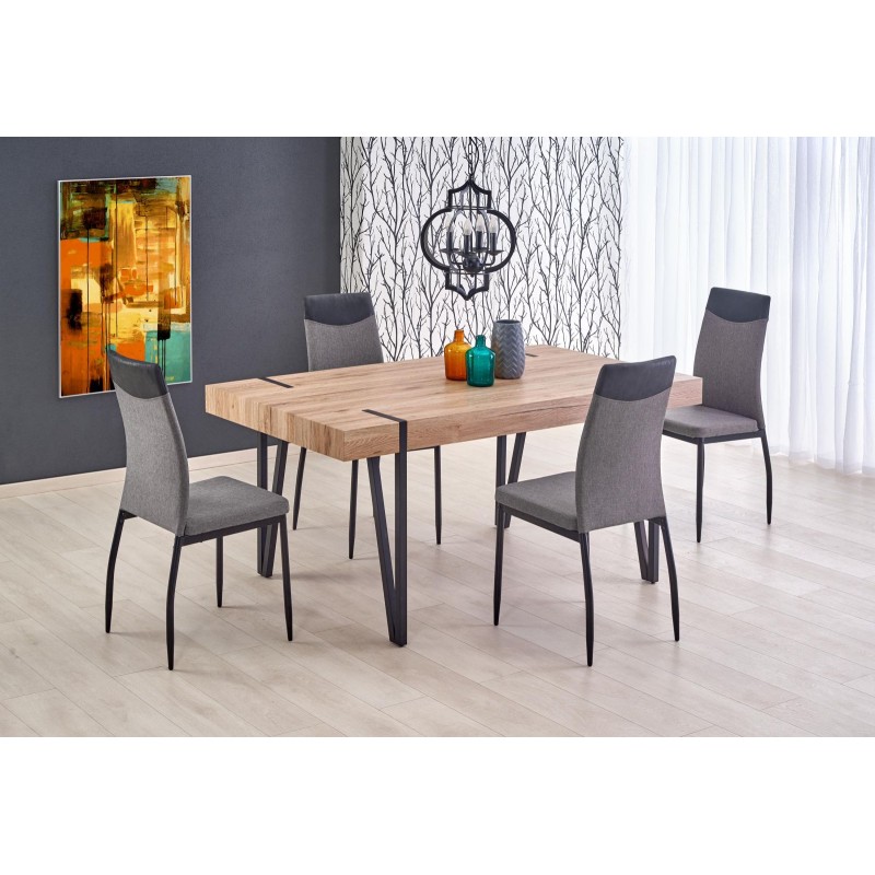 Τραπέζι τραπεζαρίας YOHANN 170/90/76 cm, san remo oak, πόδια - μαύρο