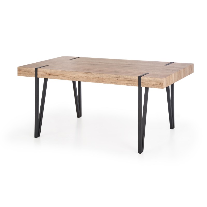 Τραπέζι τραπεζαρίας YOHANN 170/90/76 cm, san remo oak, πόδια - μαύρο