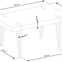 Τραπέζι τραπεζαρίας YOHANN 170/90/76 cm, san remo oak, πόδια - μαύρο