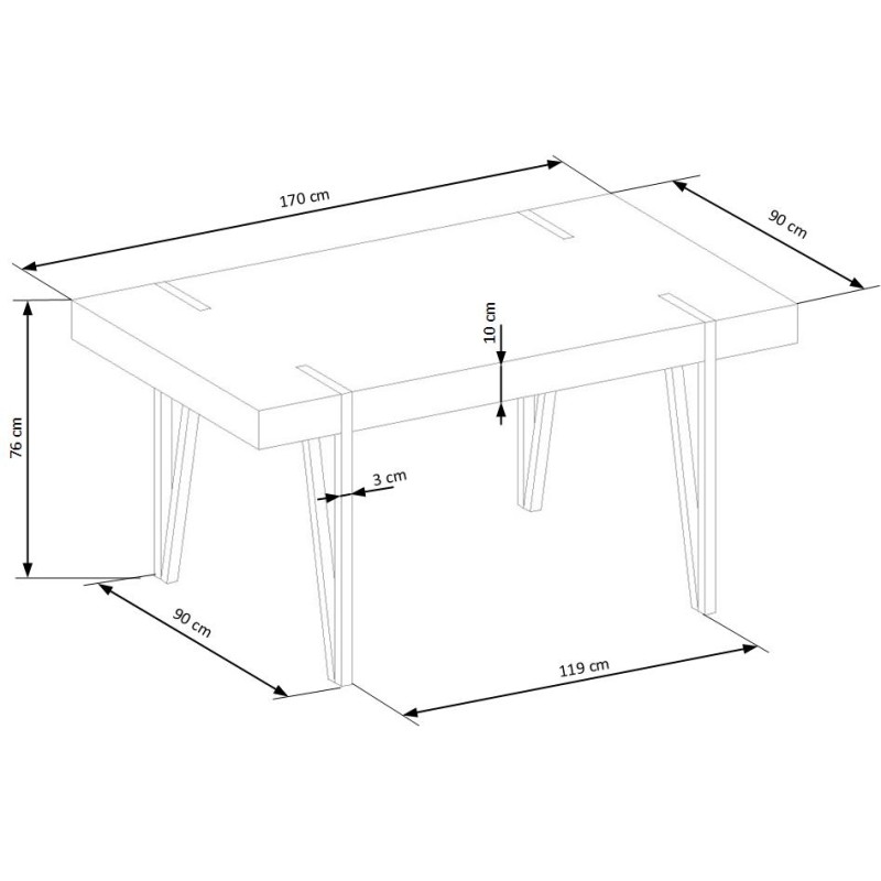 Τραπέζι τραπεζαρίας YOHANN 170/90/76 cm, san remo oak, πόδια - μαύρο