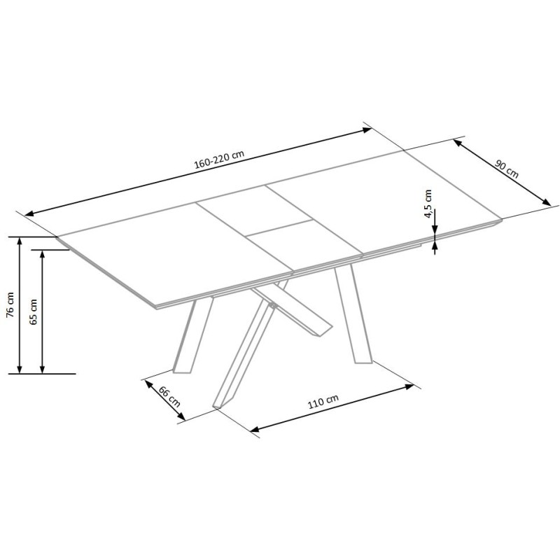 CAPITAL Τραπέζι προέκτασης χρυσαφένιο δρυς 160-200/90/76 cm