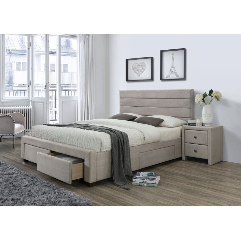 Κρεβάτι KAYLEON μπεζ με συρτάρια165x217x111 cm (για στρώμα 160x200) 2010001159933