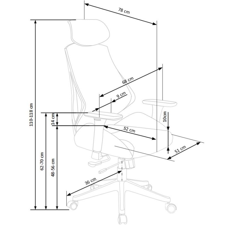 HASEL Καρέκλα Γραφείου σε μαύρο 68x78x110cm, με λειτουργία MULTIBLOCK