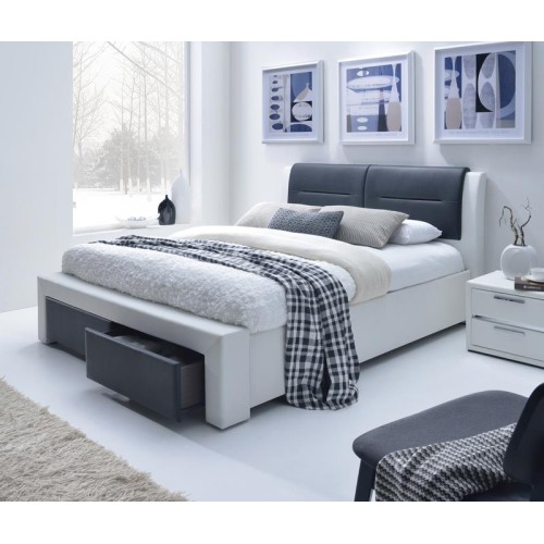 CASSANDRA S 140 Κρεβάτι λευκό/μαύρο με συρτάρια 152x225x99cm (για στρώμα 140x200cm) 2010001165774 