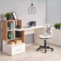 Γραφείο GROSSO διάσταση: 149/50/105 cm, υλικό: laminated μοριοσανίδες, χρώμα: χρυσαφένιο δρυς / λευκό V-UA-GROSSO-D.ZŁOTY/BIAŁY