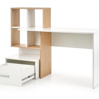 Γραφείο GROSSO διάσταση: 149/50/105 cm, υλικό: laminated μοριοσανίδες, χρώμα: χρυσαφένιο δρυς / λευκό V-UA-GROSSO-D.ZŁOTY/BIAŁY