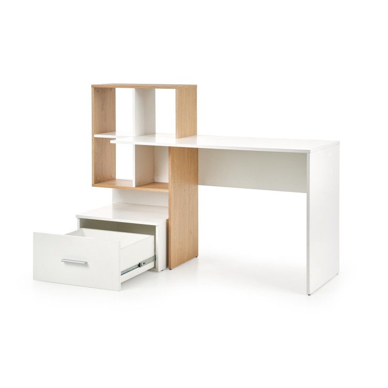 Γραφείο GROSSO διάσταση: 149/50/105 cm, υλικό: laminated μοριοσανίδες, χρώμα: χρυσαφένιο δρυς / λευκό V-UA-GROSSO-D.ZŁOTY/BIAŁY