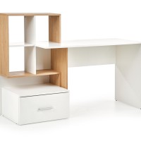 Γραφείο GROSSO διάσταση: 149/50/105 cm, υλικό: laminated μοριοσανίδες, χρώμα: χρυσαφένιο δρυς / λευκό V-UA-GROSSO-D.ZŁOTY/BIAŁY