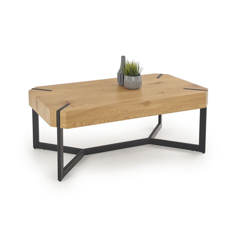 LAVIDA Τραπέζι Σαλονιού 110/60/43 cm,  χρυσαφένιο δρυς / μαύρο