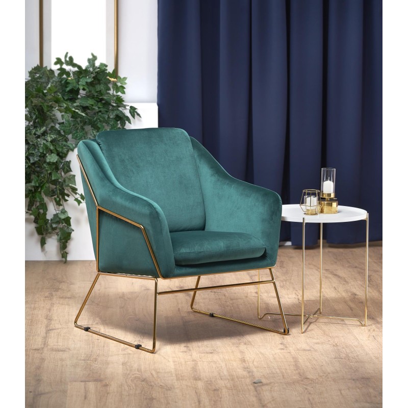 SOFT 3 l. Πολυθρόνα σαλονιού πράσινο-χρυσό 69x76x81cm και ύψος καθίσματος 46 cm