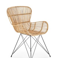 K335 Καρέκλα από φυσικό rattan σε φυσικό χρώμα 61x63x90 με ύψος καθίσματος 45cm