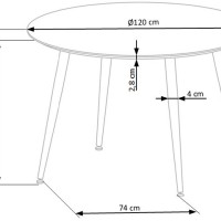 Τραπέζι τραπεζαρίας EMBOS μαύρο / χρυσό 120x120x75 cm 2010001175759