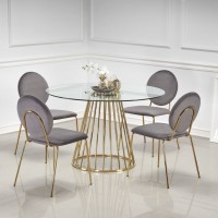 LIVERPOOL Τραπέζι τραπεζαρίας διαστάσεις: 120x120x75 cm γυαλί - χρυσό 2010001175841