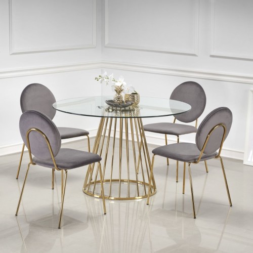 LIVERPOOL Τραπέζι τραπεζαρίας διαστάσεις: 120x120x75 cm γυαλί - χρυσό 2010001175841