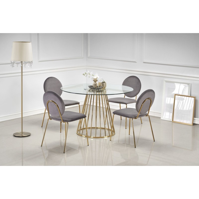 LIVERPOOL Τραπέζι τραπεζαρίας διαστάσεις: 120x120x75 cm γυαλί - χρυσό 2010001175841