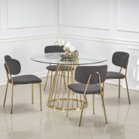 LIVERPOOL Τραπέζι τραπεζαρίας διαστάσεις: 120x120x75 cm γυαλί - χρυσό 2010001175841