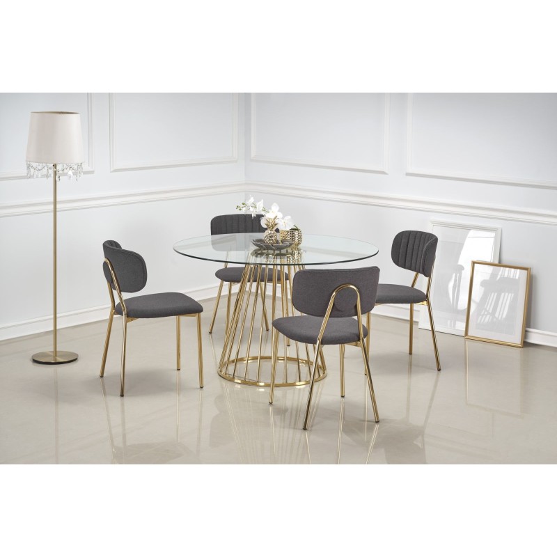 LIVERPOOL Τραπέζι τραπεζαρίας διαστάσεις: 120x120x75 cm γυαλί - χρυσό 2010001175841