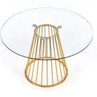 LIVERPOOL Τραπέζι τραπεζαρίας διαστάσεις: 120x120x75 cm γυαλί - χρυσό 2010001175841