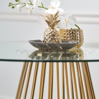 LIVERPOOL Τραπέζι τραπεζαρίας διαστάσεις: 120x120x75 cm γυαλί - χρυσό 2010001175841